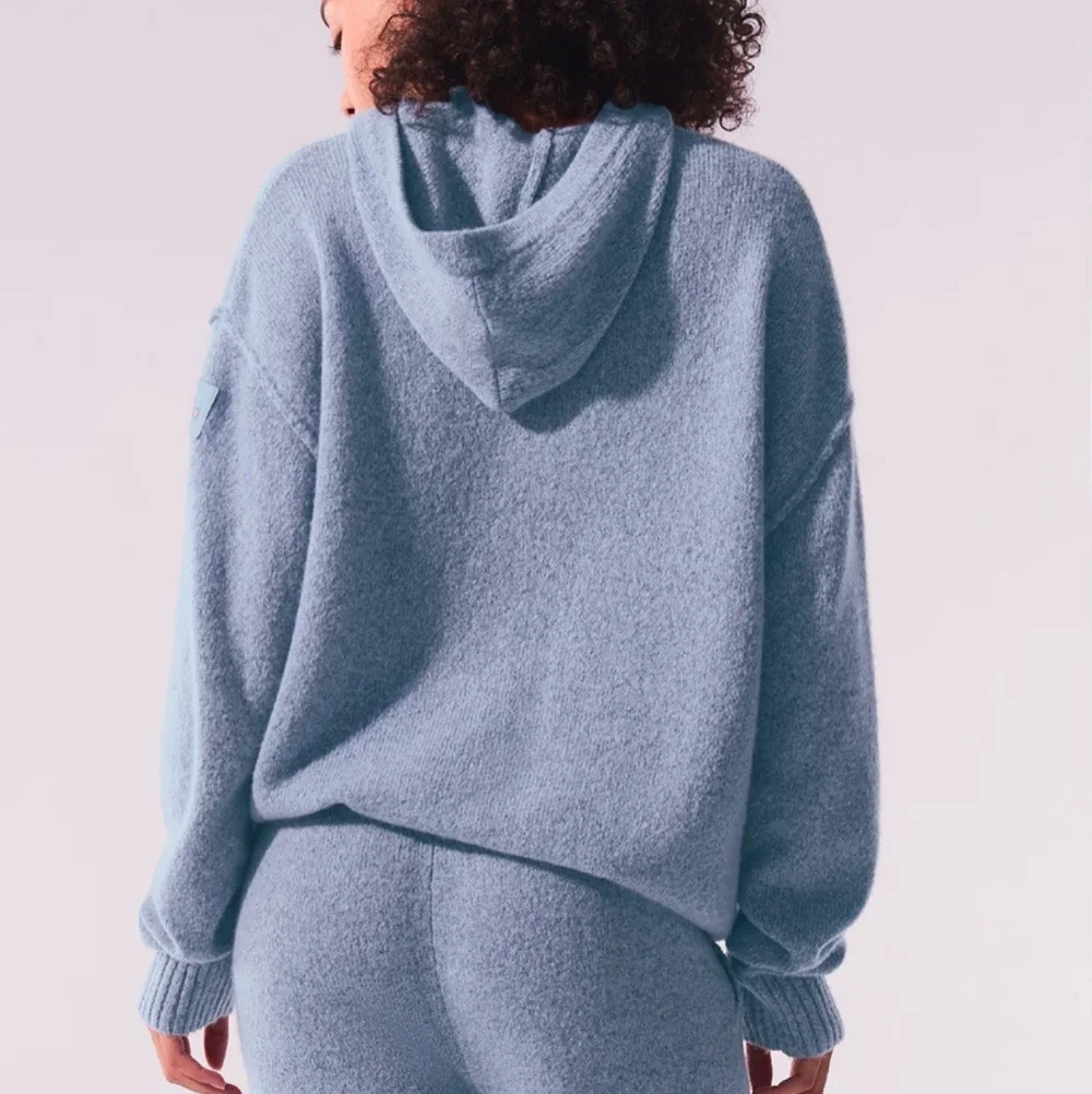 Alo new class cashmere hoodie sweatshirt knit Celestial Blue granite heather